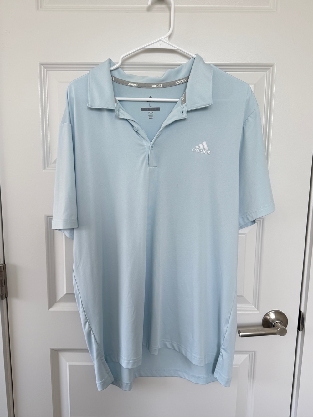 Adidas Golf Polo Shirt Baby Blue Size Large Men’s Performance Short Sleeve